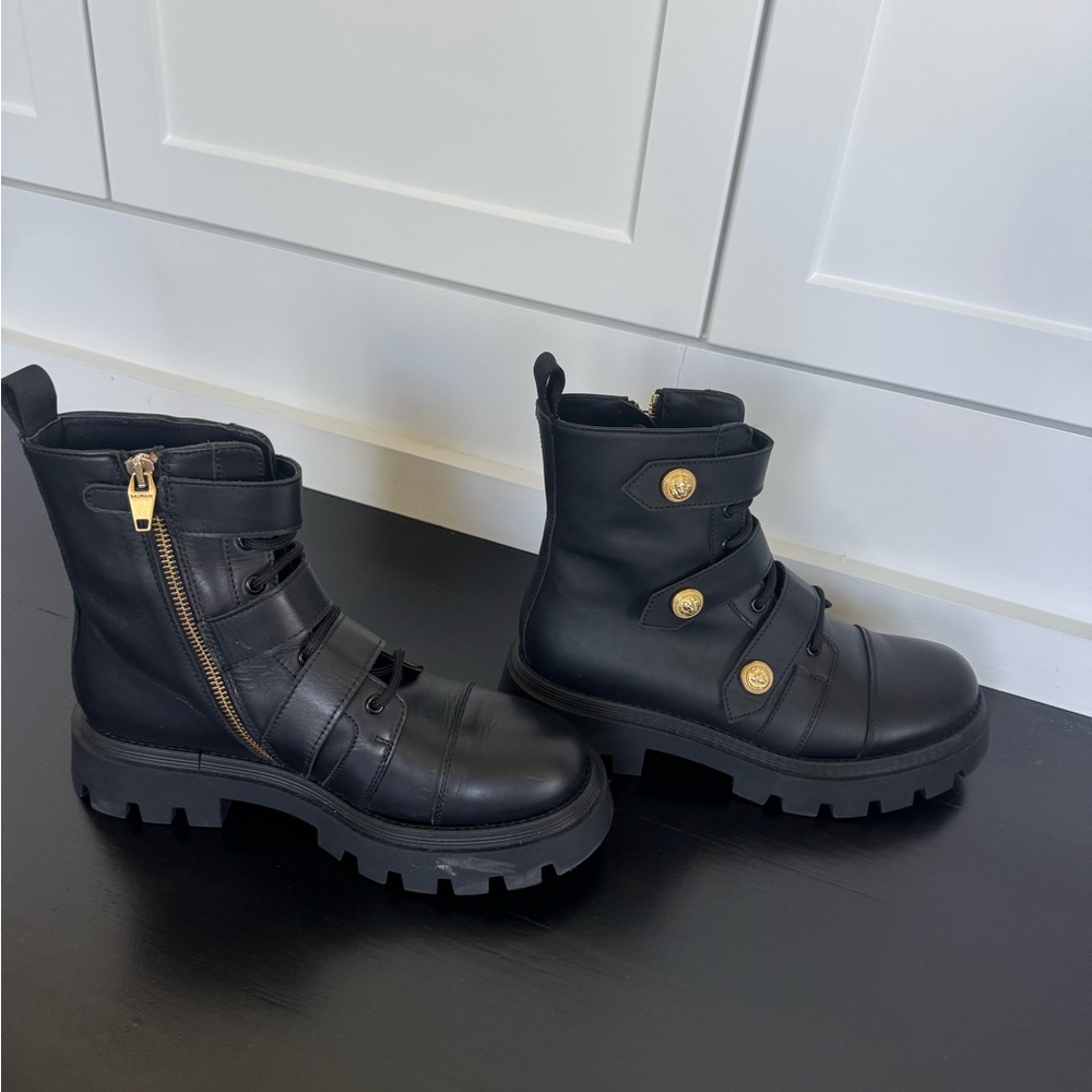 Balmain women's combat moto black boots